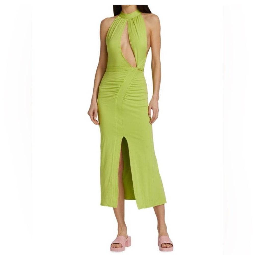 ROTATE Lime Cutout Vacation Dress | Halter Midi | NWT
